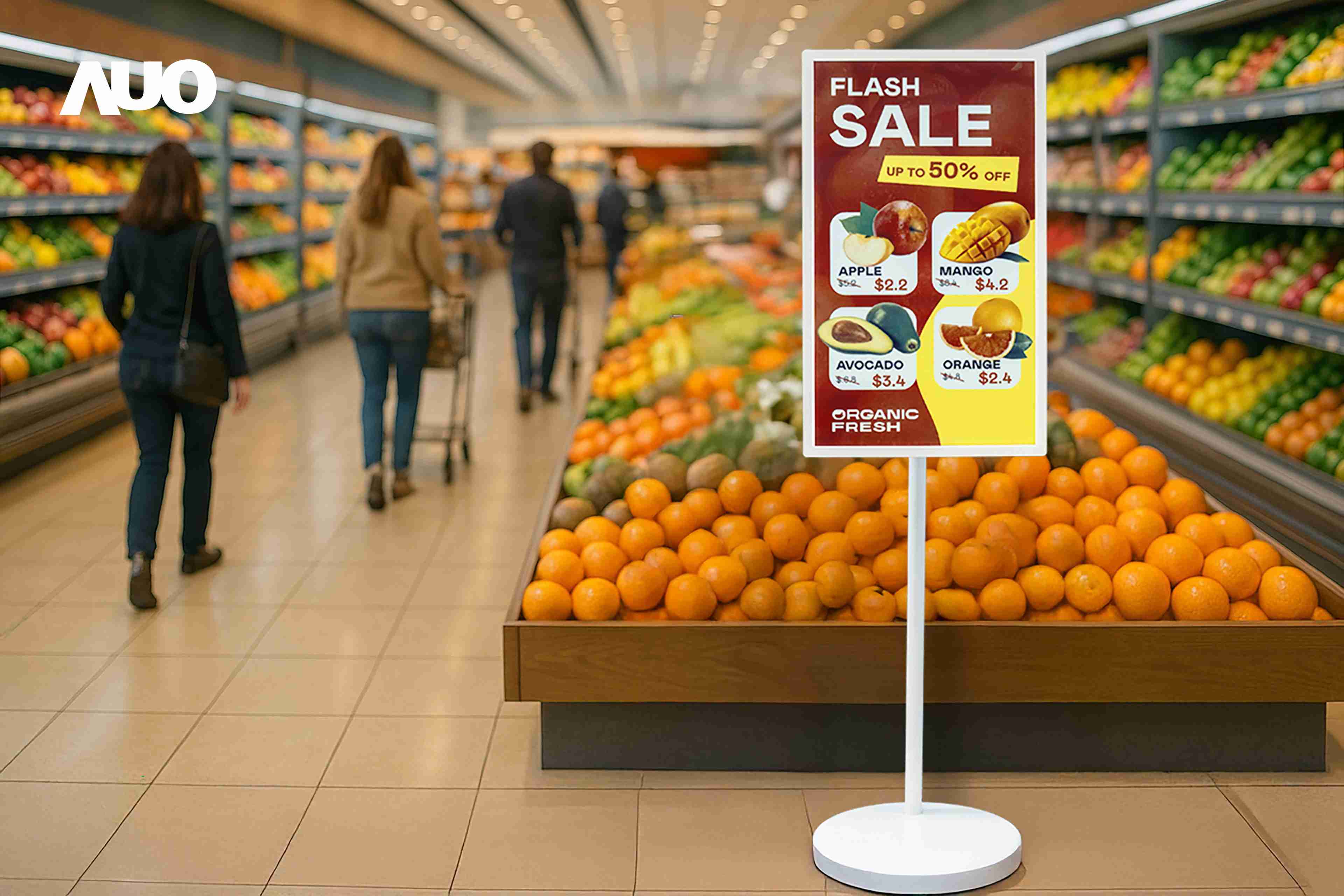 达擎首亮相低功耗、、全彩的〝aecoPost电子纸解决方案〞，，仅在更新画面时需要微量的电力驱动，，，无需布建电线的便捷设计，，，，使其可灵活应用、、、随意置放，，，，并可透过云端或行动装置app，，轻松管理及排程广告内容，，晋升店头营销利器。。。